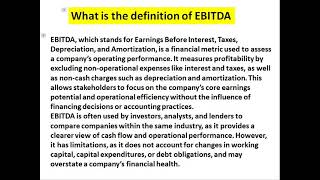 What Is The Definition Of Ebitda