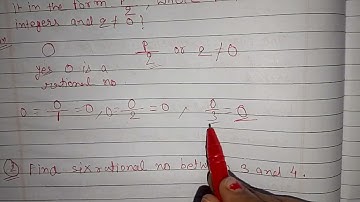 Class9math#ex-1.1ka1and2(1)is 0 a rational non?can you write...,(2)find 6 rational no between 3and 4