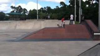 Bench jump skateboard fail