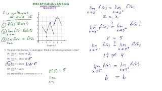 2012 AP Calculus AB exam MCQ 5- Do the limits exist Is it Continuous at a Point(AskCalculusGeorge)