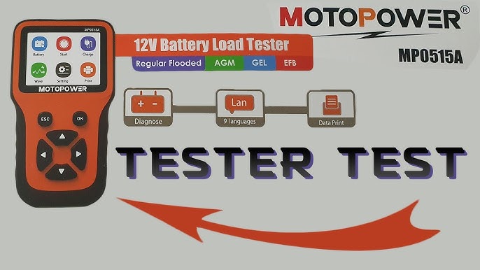 MOTOPOWER MP0515A 12V Car Battery Tester Automotive 100-2000 CCA Battery  Load Tester Auto Cranking and Charging System Test Scan Tool Digital  Battery