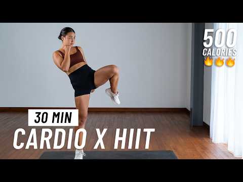 30 MIN CARDIO HIIT WORKOUT - Kickboxing Inspired (Full Body, No Equipment, At Home)