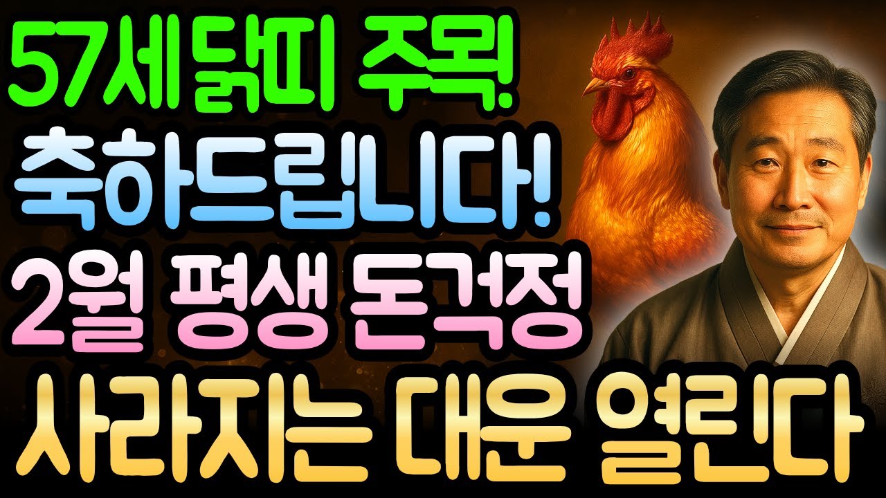 닭띠운세 기유년생 2월은 평생 단 한 번! 1969년 57세 병오년 재물 쓸어담고 행운 폭주하니 가만히 있어도 돈 생기는 마법 같은 운세 시작