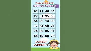 Find 3 pairs of identical numbers /Dementia Prevention Quizzes/Dementia Tests.  No.99