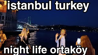 Nightlife in ortaköy Beach and showing its beauty.4k|60fps