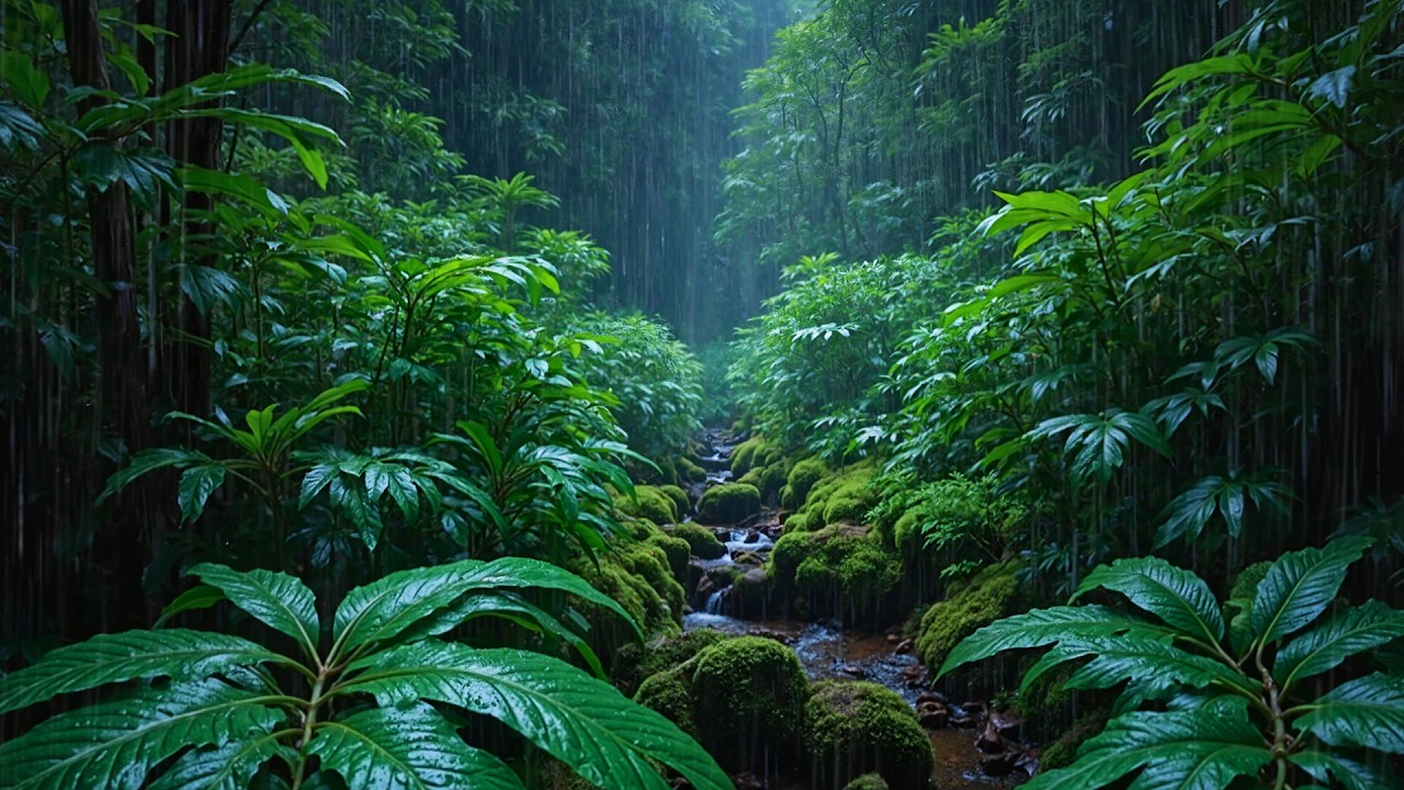 Calm Your Stress & Sleep Deeply With Soothing Rain On Forest Leaves | ASMR Rain In Nature