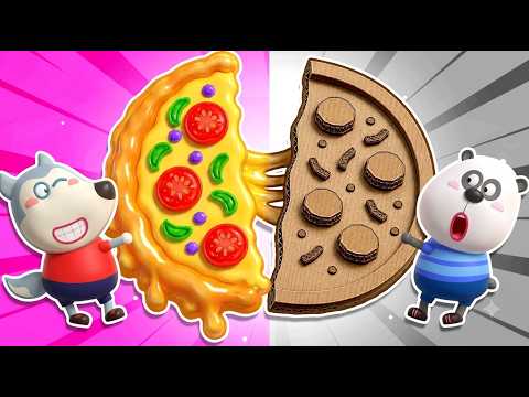 Hard crust pizza vs. extra cheesy pizza! 🧀 Which is more delicious? | Cartoons | Wolfoo in Spanish