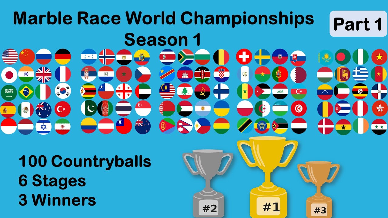 Marble Race of 100 Countryballs | Marble Race World Championship Season 1 Stage 1