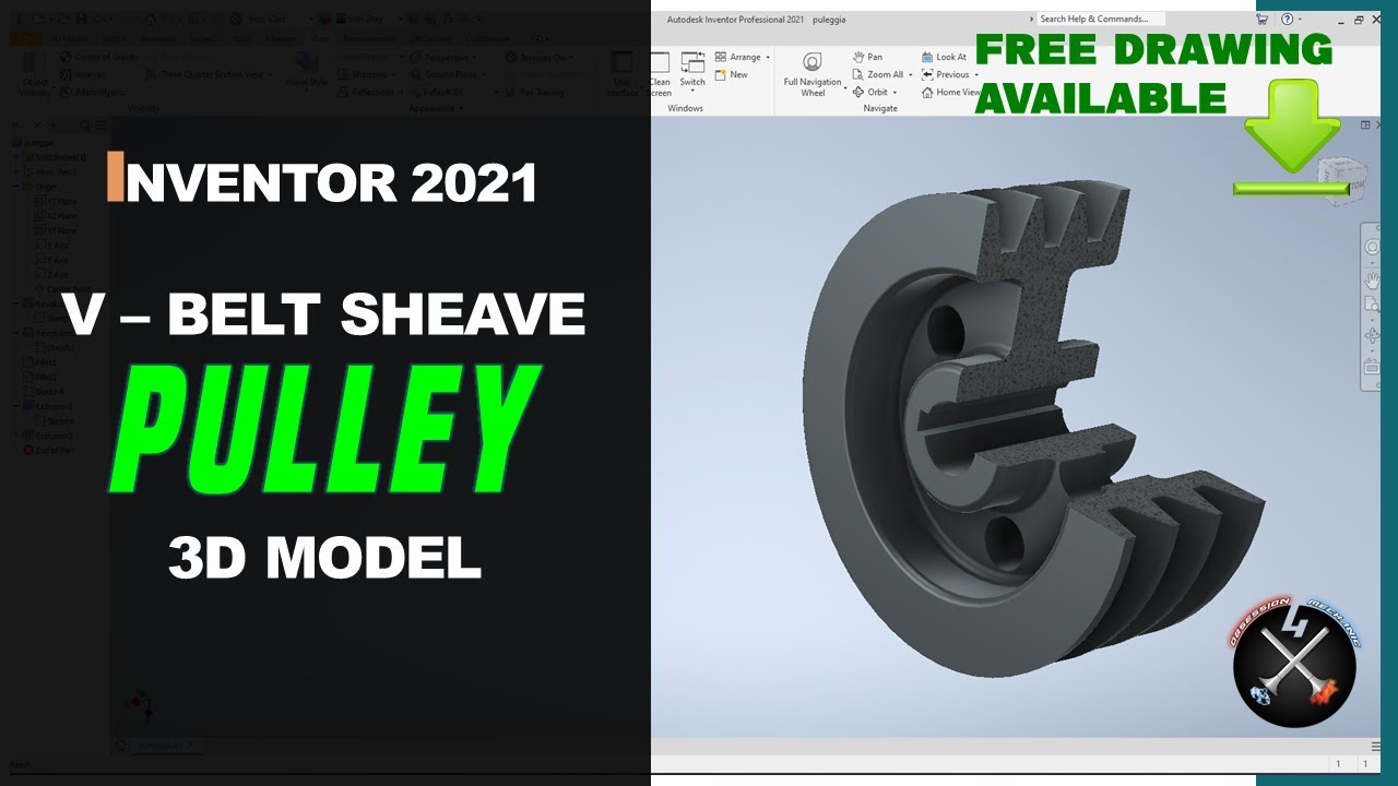 PULLEY 3D MODEL - [Tutorial Autodesk Inventor ENG]