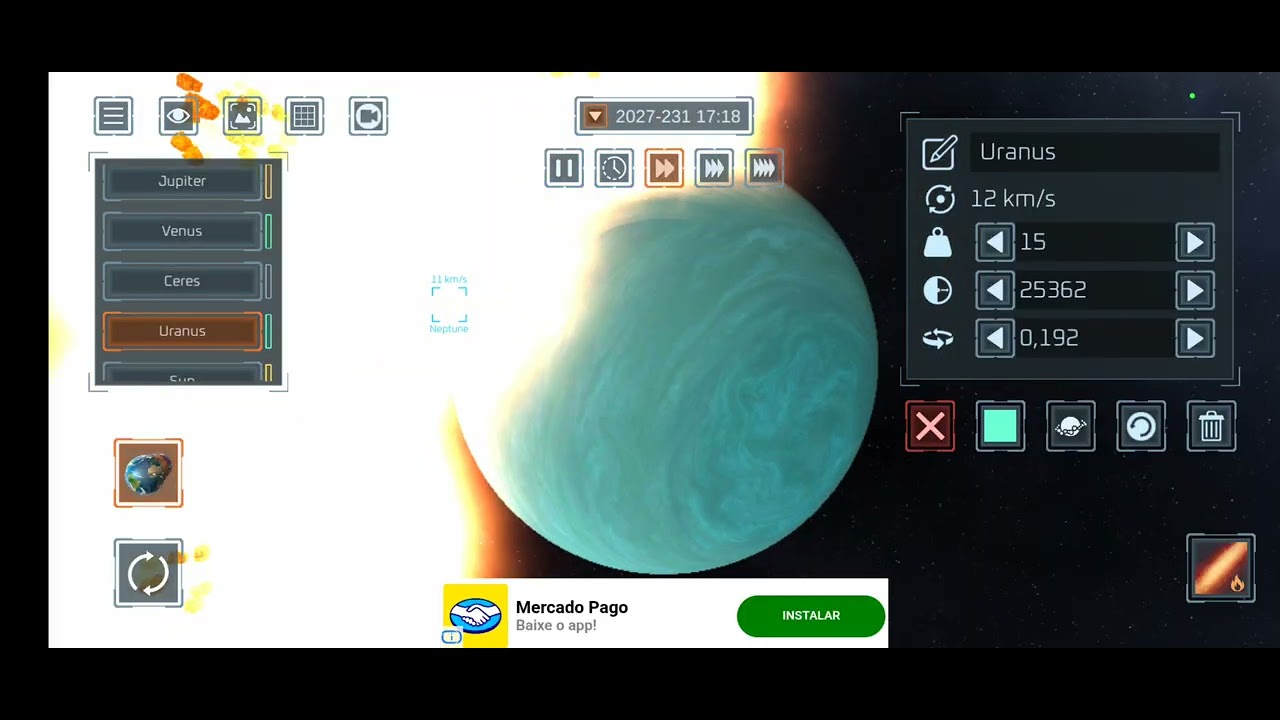 Solar smash- Deixei o Urano maior que o sol 