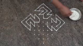 simple and easy rangoli design/ duck rangoli design for children with 11 dots