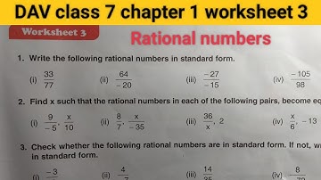 DAV Class 7 maths chapter 1 worksheet 3 ।। Class 7 math chapter 1 worksheet 3 dav public school