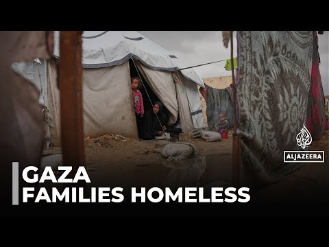 Surviving winter without shelter: Heavy rains flooding makeshift tents across the strip