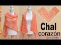 Chal corazón con abanicos de puntos puff tejido a crochet - Tejiendo Perú