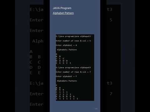 Alphabet Pattern In Java | Part 4 #shorts #javapattern #forloop #codingshortvideo #patternprogram