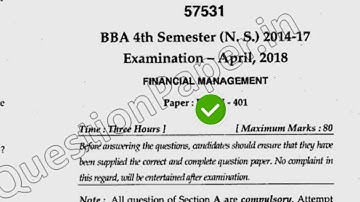2018 Mdu BBA 4th Sem Financial Management Question Paper