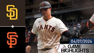 San Francisco Giants vs. San Diego Padres GAME HIGHLIGHTS 04/07/2024 | MLB Highlight 2024