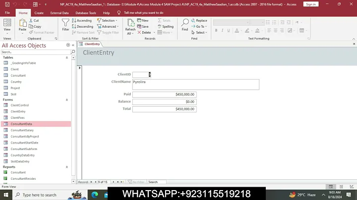 Access 2019  Module 4 SAM Project 1a | Global Human Resources Consultants | NP_AC19_4a