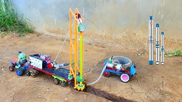 Borewell drilling machine | Submersible water pump | diy tractor | Science project