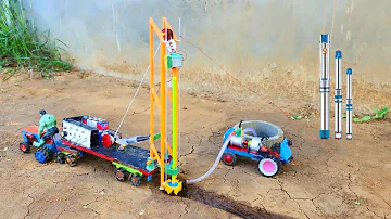 Borewell drilling machine | Submersible water pump | diy tractor | Science project