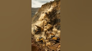 Excavators Trigger Mountain Collapse! #Shorts #Landslide #ExcavatorFail #Disaster #Viral