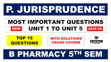 Pharmaceutical Jurisprudence 5th Semester Important questions | Carewell Pharma
