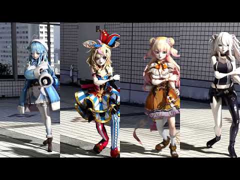 【MMD】ホロライブ 5期生 獅白ぼたん/雪花ラミィ/桃鈴ねね/尾丸ポルカ@「福屋広島駅前店」屋上展望台でDance❣part2 Full---[094]