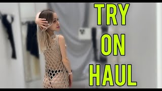 [4K]  Try On Haul | Transparent Elegant Sexy Dress | No Bra | At The Mall