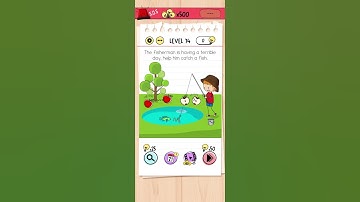 The fisherman is having a terrible day. help him catcha fish.🪱Brain test level 74