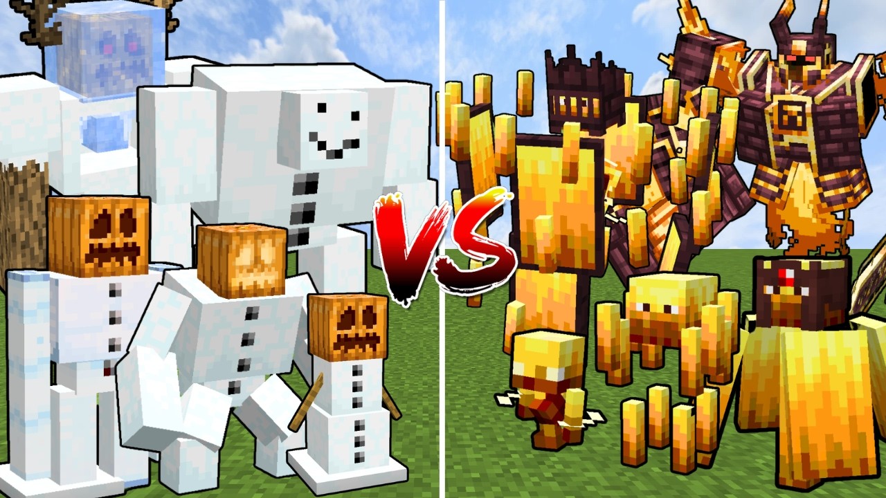 ALL MUTANT BLAZES vs ALL MUTANT SNOW GOLEMS (Minecraft Mob Battle ...