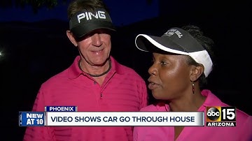 Surveillance video captures moment car crashes through home in Phoenix