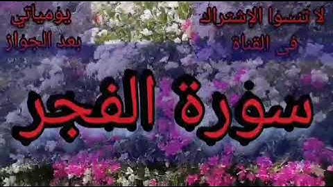 سورة الفجر بصوت هادئ يريح القلوب وتساعد على النوم