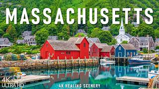 Massachusetts 4K 🍂 Historic Boston Streets, Cape Cod Shores & Scenic Coastal Views | Piano Music