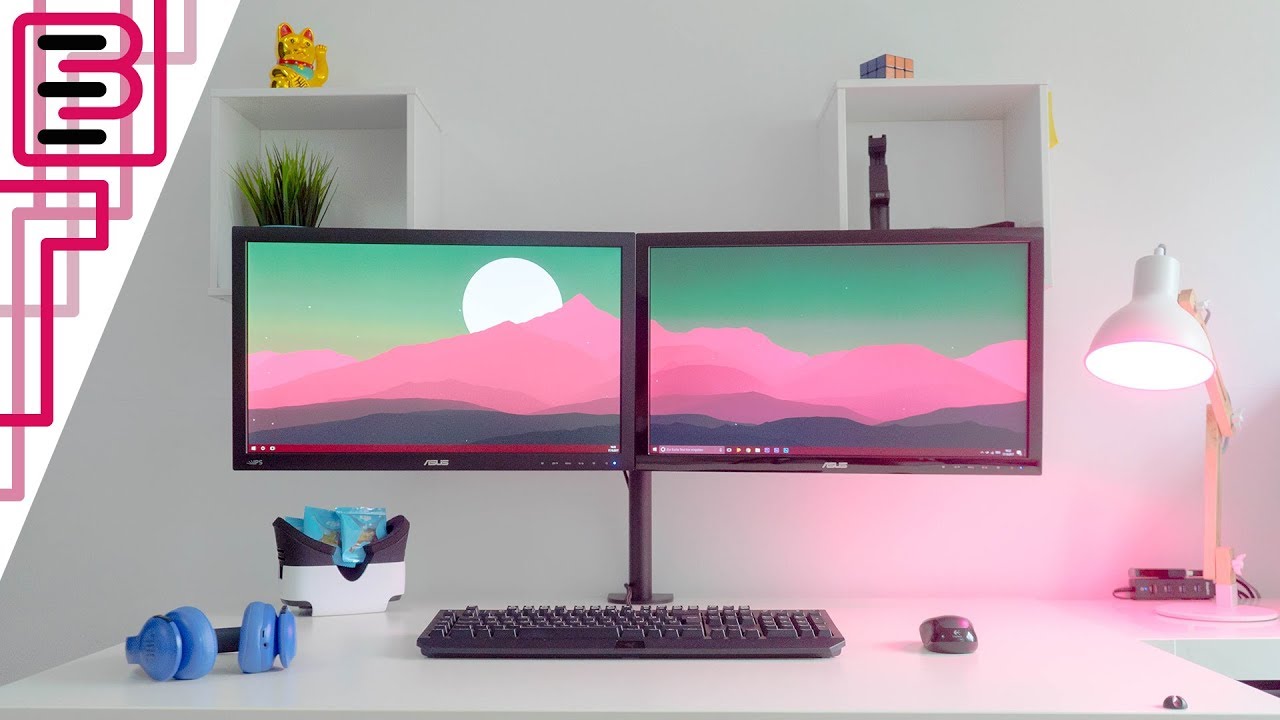 Cheap But Clean Dual Monitor Desk Setup Youtube
