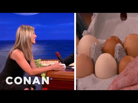 Jennifer Aniston Gives Conan Some Of Her Eggs