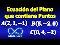 94. Ecuación del plano que contiene TRES PUNTOS | Cálculo vectorial