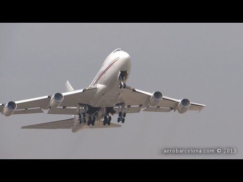 [FULL HD]  Bahrain Royal Flight Boeing 747SP-Z5 [A9C-HAK] take-off Barcelona-El Prat