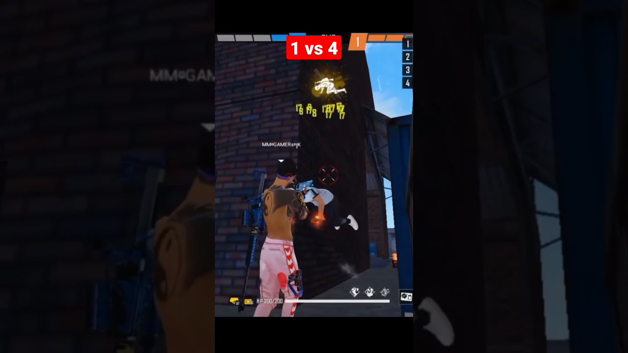 garena free fire,op 1vs 4 clutch  
