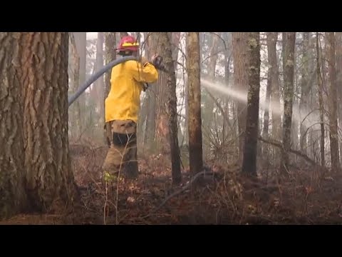 Firefighters continue to fight brush fires on North Shore - YouTube
