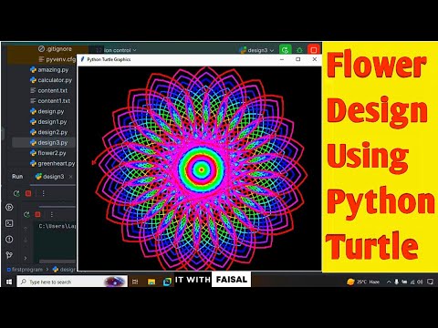 Colourful Flower Design Using Python Turtle Graphics | Easy Python Drawing Art For Beginners