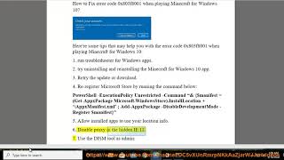 Fix error code 0x803f8001 when playing Minecraft on Windows 10/Xbox