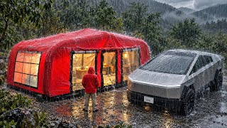 LUXURY CAMPING IN THE RAIN ⛈️ XXL INFLATABLE CAPSULE TENT