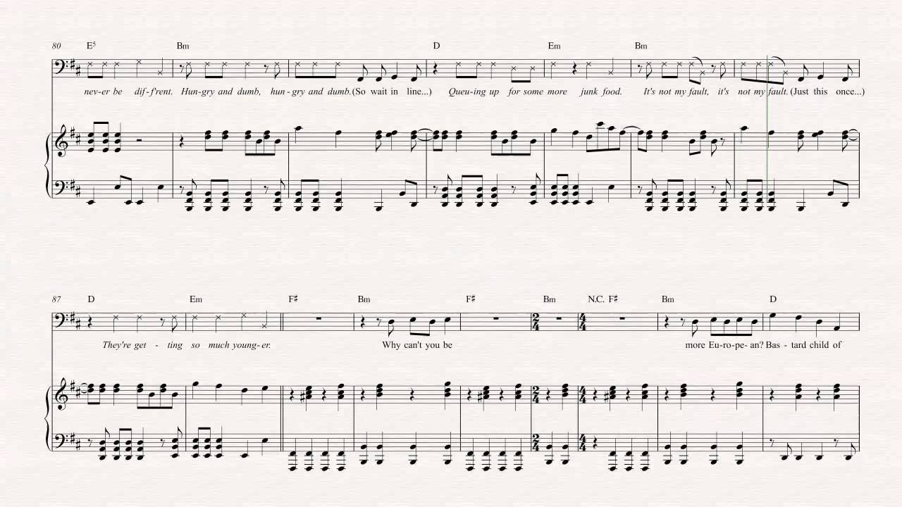 Bass Helicopter Bloc Party Sheet Music, Chords, & Vocals YouTube
