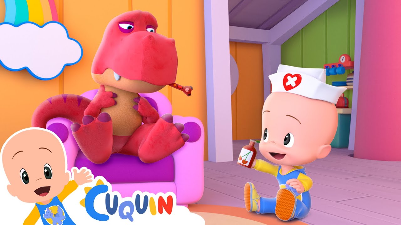 O pequeno dinossauro está doente episódios e rimas infantis de Cleo e Cuquin