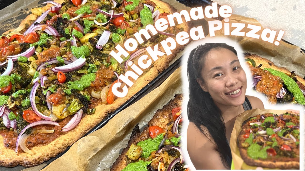 🍕Homemade Vegan Pizza with Chickpea Crust | Whole Food Plant-Based Vegan Cook with Me