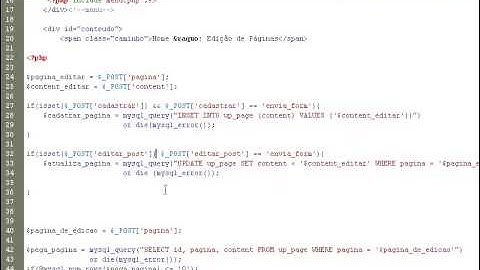 video aula de php 42 cadastrar editar paginas pt2