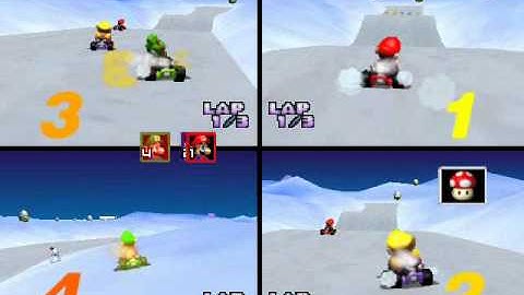 Mario Kart 64 Kaillera Netplay: Frappe Snowland 4 player races
