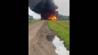 Rail cars carrying hazardous material derail and catch fire in North Dakota