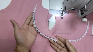 New Latest Neck Design With Lace Cutting Stitching Pakistani Gala Design 2026