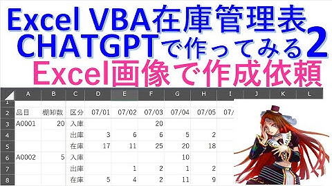 ExcelVBA在庫管理表 CHATGPTで作成する2